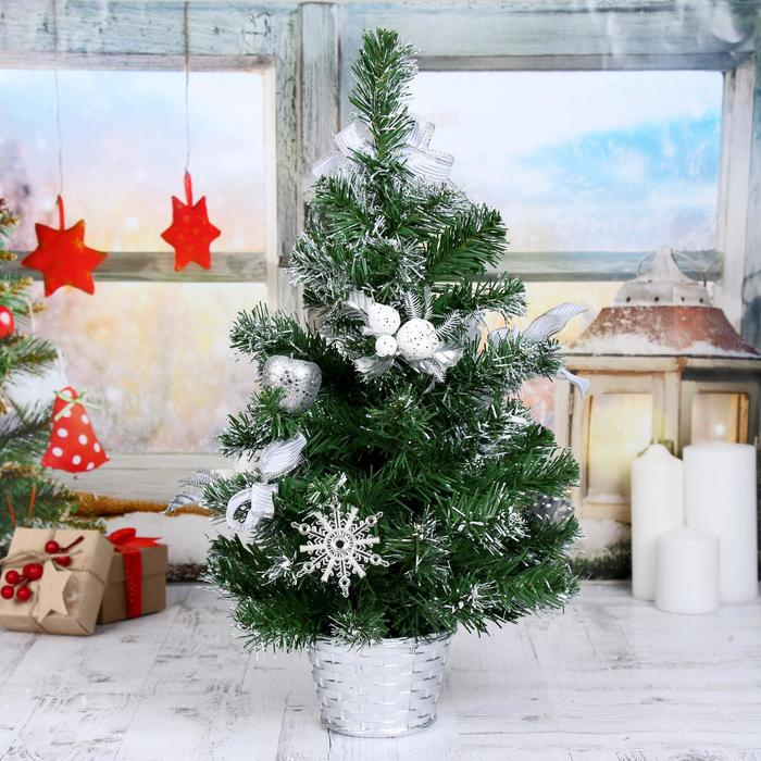 Ёлка декор Ёлка декор "Полосатые ленточки" d ниж яруса 27 см 50 см, белый