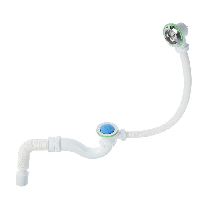 Сифон для ванны Akvater, 1 1/2 Сифон для ванны Akvater, 1 1/2"х40мм, выпуск и перелив, гофра 40х40/50мм, пробка без цепочки