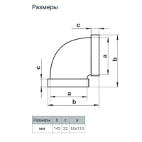 Отвод ZEIN, плоский, горизонтальный, вентиляционный, 55 х 110 мм