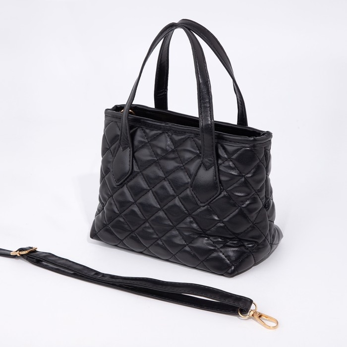 Сумка женская тоут на молнии, цвет чёрный