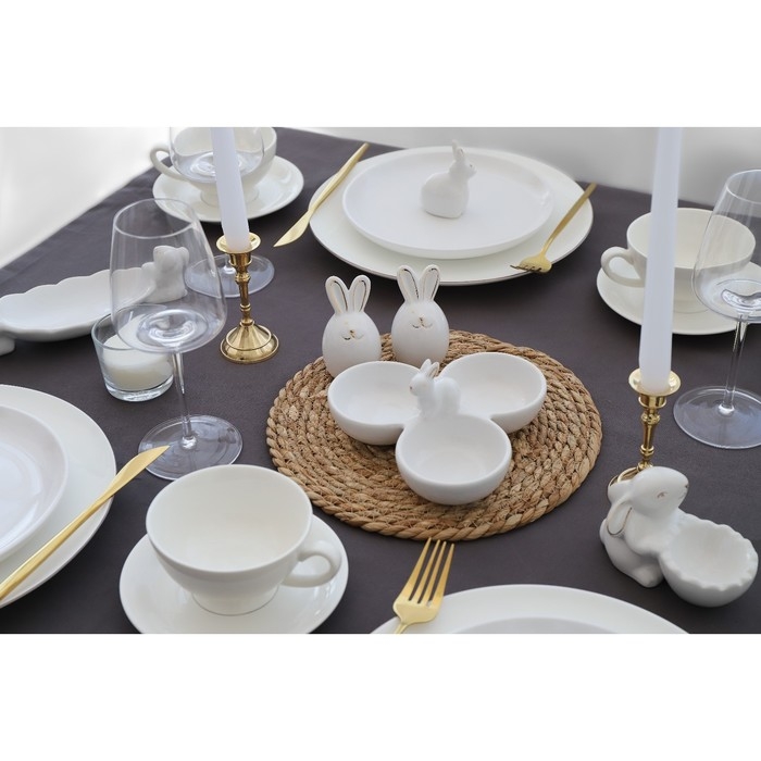 Набор для специй Доляна «Зайка в золотом», 2 предмета: солонка 50 мл, перечница 50 мл, цвет белый Набор для специй Доляна «Зайка в золотом», 2 предмета: солонка 50 мл, перечница 50 мл, цвет белый