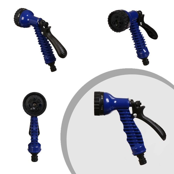 Шланг поливочный растягивающийся от 7,5 до 22,5 м, латекс, быстросъёмный, с поливочным пистолетом и штуцером, Greengo Шланг поливочный растягивающийся от 7,5 до 22,5 м, латекс, быстросъёмный, с поливочным пистолетом и штуцером, Greengo