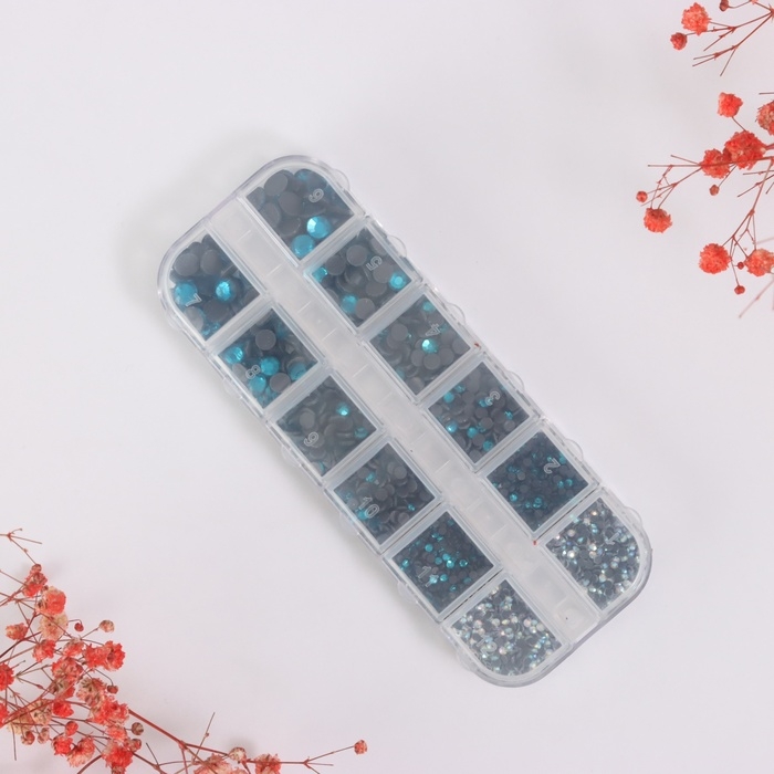 Декор для творчества стекло Декор для творчества стекло "Стразы усечённый конус. Синее море" d=2-6,5 мм н-р 2600 шт