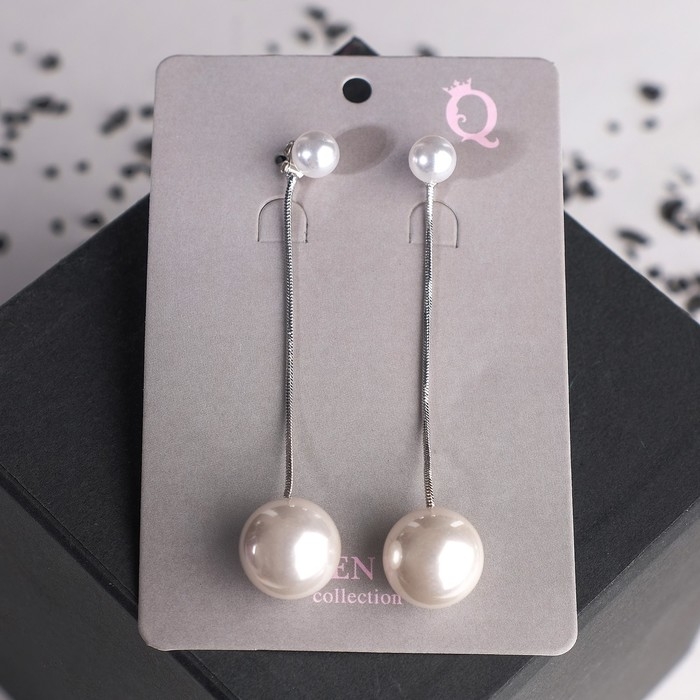 Серьги с жемчугом «Грейс» висячие, цвет белый в серебре Серьги с жемчугом «Грейс» висячие, цвет белый в серебре