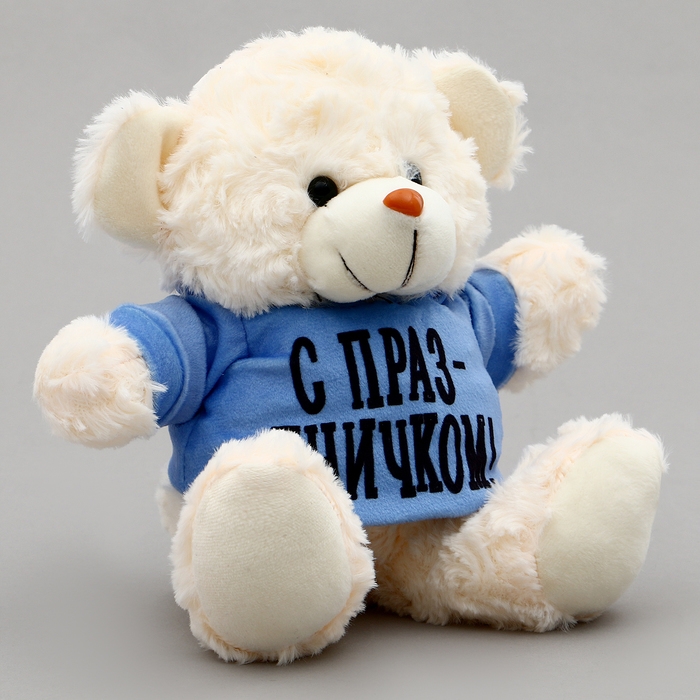 Мягкая игрушка Мишка «С праздничком!», в кофте, 13 см Мягкая игрушка Мишка «С праздничком!», в кофте, 13 см