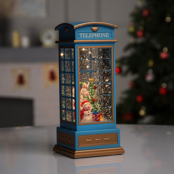 Светодиодная фигура «Снеговик в телефонной будке» 10.5 × 25 × 10.5 см, пластик, батарейки ААх3 (не в комплекте), USB, свечение тёплое белое Светодиодная фигура «Снеговик в телефонной будке» 10.5 × 25 × 10.5 см, пластик, батарейки ААх3 (не в комплекте), USB, свечение тёплое белое