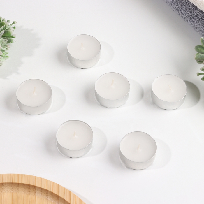 Набор чайных свечей ароматических в термоусадке Набор чайных свечей ароматических в термоусадке "Кокос", 3,8х1,6 см, 3,5 ч, 12 г, 20 штук