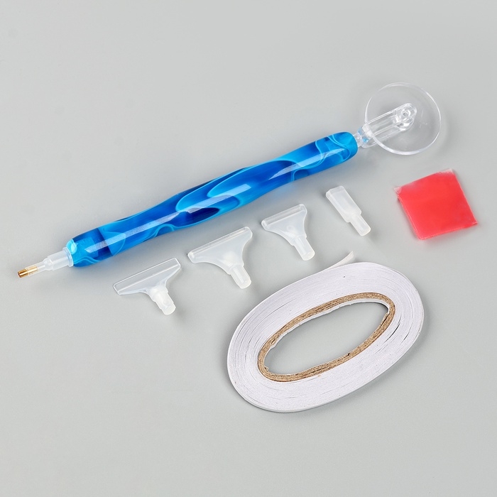 Стилус для алмазной мозаики, 5 насадок, клеевая подушечка Стилус для алмазной мозаики, 5 насадок, клеевая подушечка