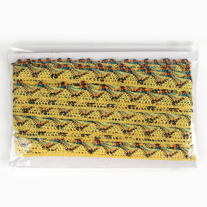 Тесьма «Уголки», ширина 2 см., намотка 25 м., цвет жёлтый Тесьма «Уголки», ширина 2 см., намотка 25 м., цвет жёлтый