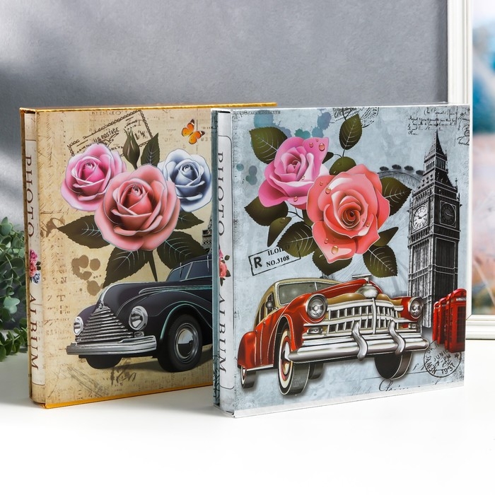 Фотоальбом на 500 фото 10х15 см Фотоальбом на 500 фото 10х15 см "Башня, автомобиль и цветы" в коробке МИКС 33,5х30х5,5 см