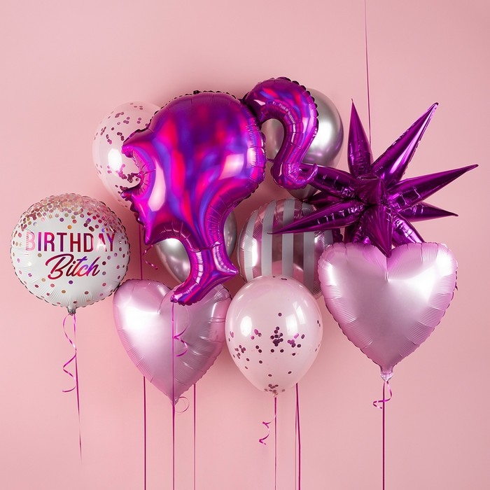 Шар фольгированный 28 Шар фольгированный 28" фигура «Профиль девушки» розовый, голография