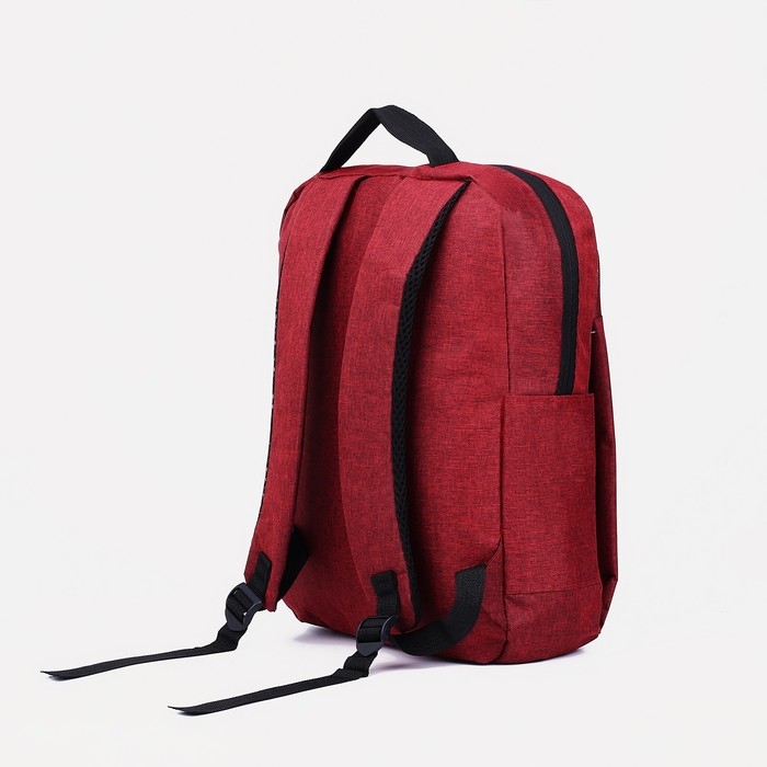 Рюкзак мужской на молнии, 2 наружных кармана, с USB, цвет красный