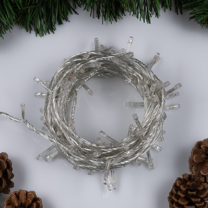 Гирлянда «Нить» 10 м, IP20, прозрачная нить, 100 LED, свечение фиолетовое, 8 режимов, 220 В Гирлянда «Нить» 10 м, IP20, прозрачная нить, 100 LED, свечение фиолетовое, 8 режимов, 220 В