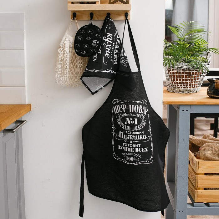 Фартук Доляна «Шеф-повар № 1» 60 × 70 см, хлопок 100 %, рогожка Фартук Доляна «Шеф-повар № 1» 60 × 70 см, хлопок 100 %, рогожка