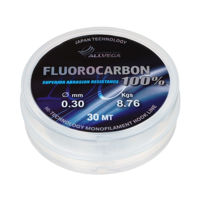 Леска монофильная ALLVEGA FX Fluorocarbon 100%, диаметр 0.30 мм, тест 8.76 кг, 30 м, прозрачная Леска монофильная ALLVEGA FX Fluorocarbon 100%, диаметр 0.30 мм, тест 8.76 кг, 30 м, прозрачная