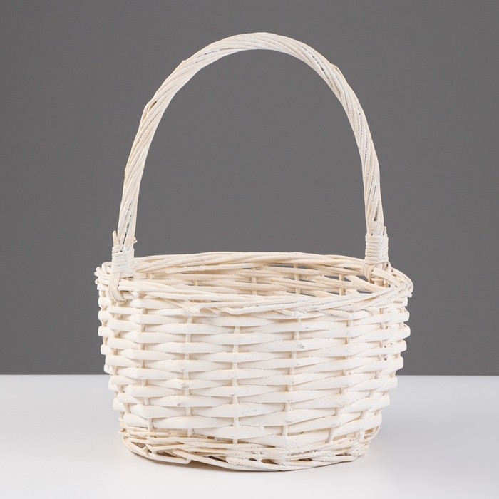 Корзина плетеная, 19х10/24 см, белый, ива Корзина плетеная, 19х10/24 см, белый, ива