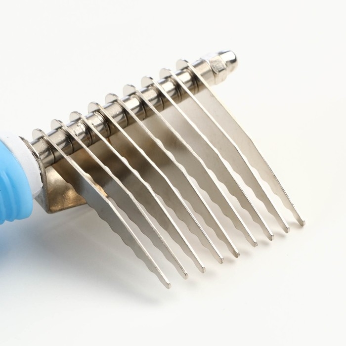 Колтунорез боковой  Колтунорез боковой "Комфорт" 9 лезвий, нескользящая резиновая ручка, голубой