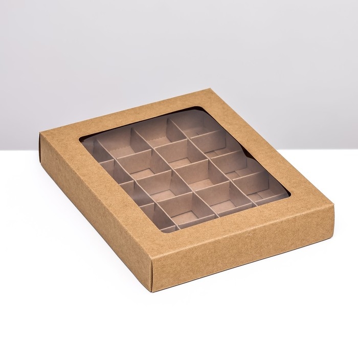 Коробка для 20 конфет, крафт, 17,7 х 22 х 3,5 см. Кондитерская упаковка Коробка для 20 конфет, крафт, 17,7 х 22 х 3,5 см. Кондитерская упаковка