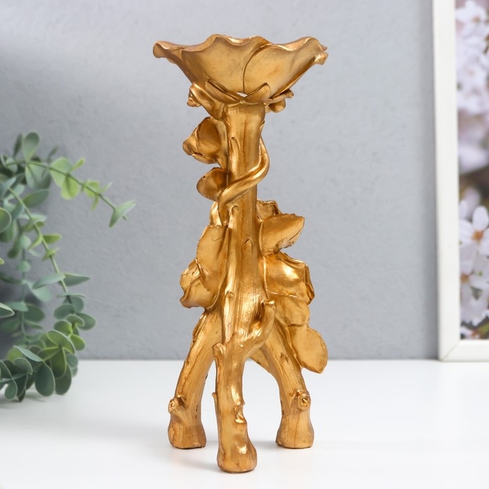 Подсвечник полистоун на 1 свечу Подсвечник полистоун на 1 свечу "Розы. Тринога" золото 20,8х7,5х7,5 см