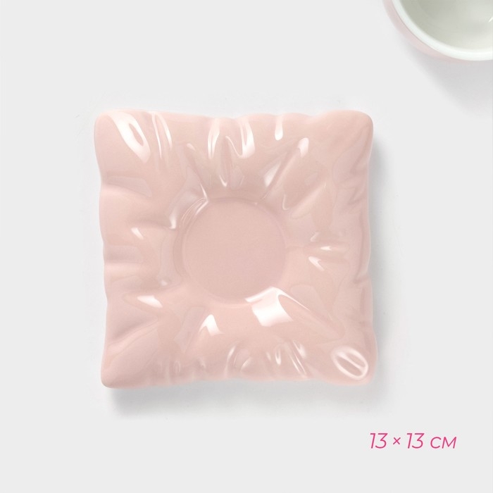 Чайная пара керамическая с ложкой «Зефирка», 2 предмета: чашка 250 мл, блюдце d=13 см, цвет розовый Чайная пара керамическая с ложкой «Зефирка», 2 предмета: чашка 250 мл, блюдце d=13 см, цвет розовый