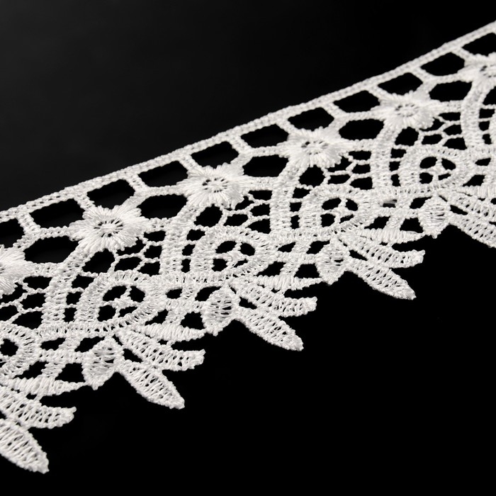 Кружево гипюровое, 65 мм × 9 ± 0,5 м, цвет белый Кружево гипюровое, 65 мм × 9 ± 0,5 м, цвет белый