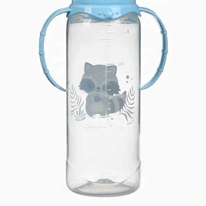 Бутылочка для кормления Крошка Я Lovely baby от 3 мес., 250 мл, с ручками, цилиндр, голубой