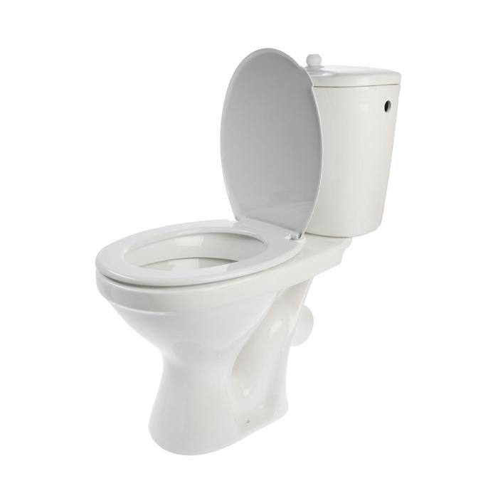 Унитаз компакт ЛЗСФ Унитаз компакт ЛЗСФ "Универсал Эконом", боковая подводка, косой выпуск, сиденье, шток