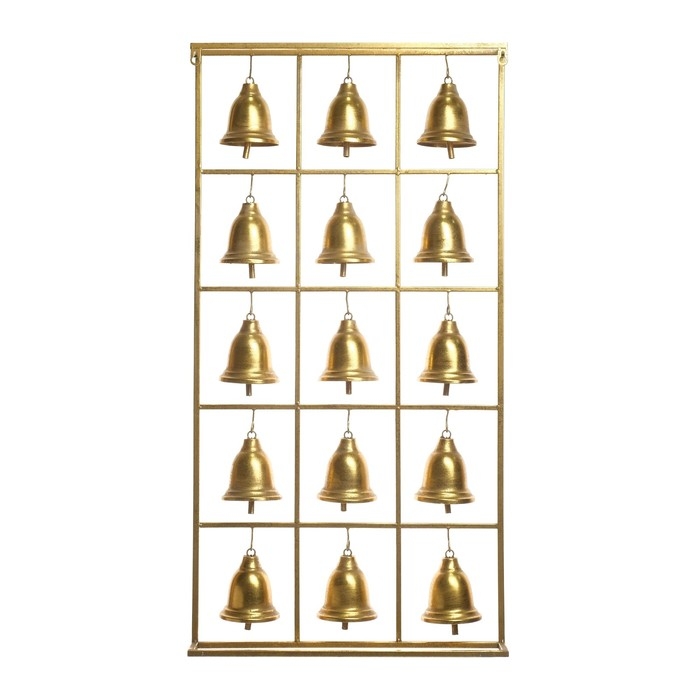 Декор настенный металл  Декор настенный металл "Колокола" 15 колокольчиков золото 97х50,5х10 см