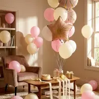 Воздушные шары "Розовые грани" фольга, латекс, набор 12 штук