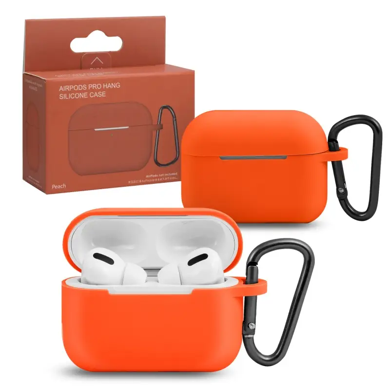 Чехол для AirPods Pro Hang Silicone Сase с карабином SL Peach