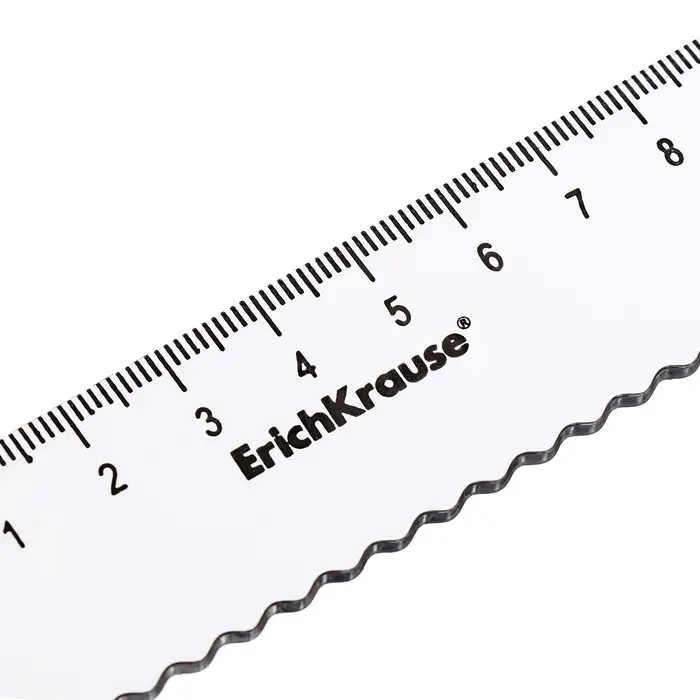 Линейка 15 см ErichKrause Clear, пластиковая, с волнистым краем, прозрачная