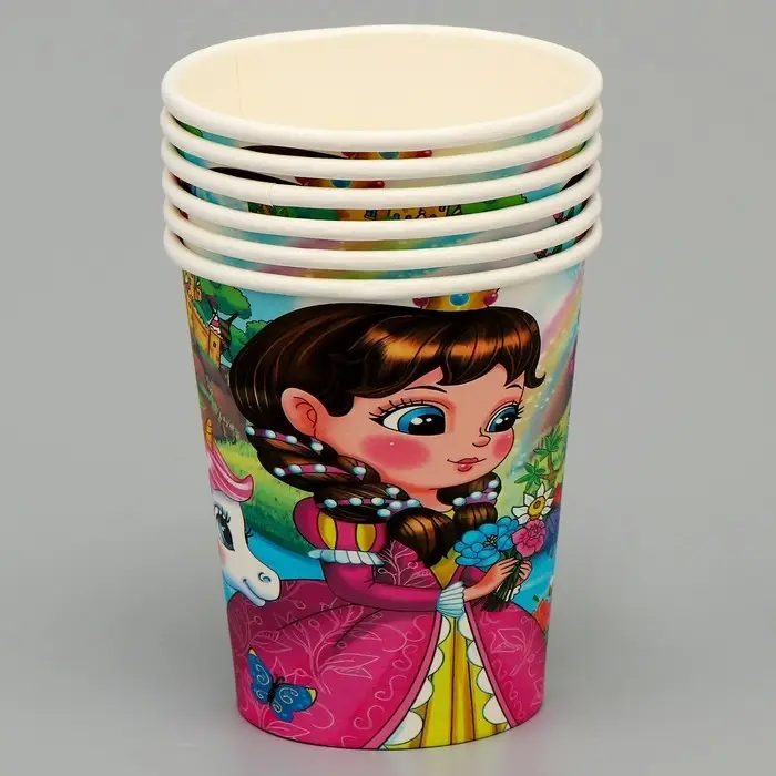 Стаканы бумажные одноразовые «Принцесса», набор 6 шт.