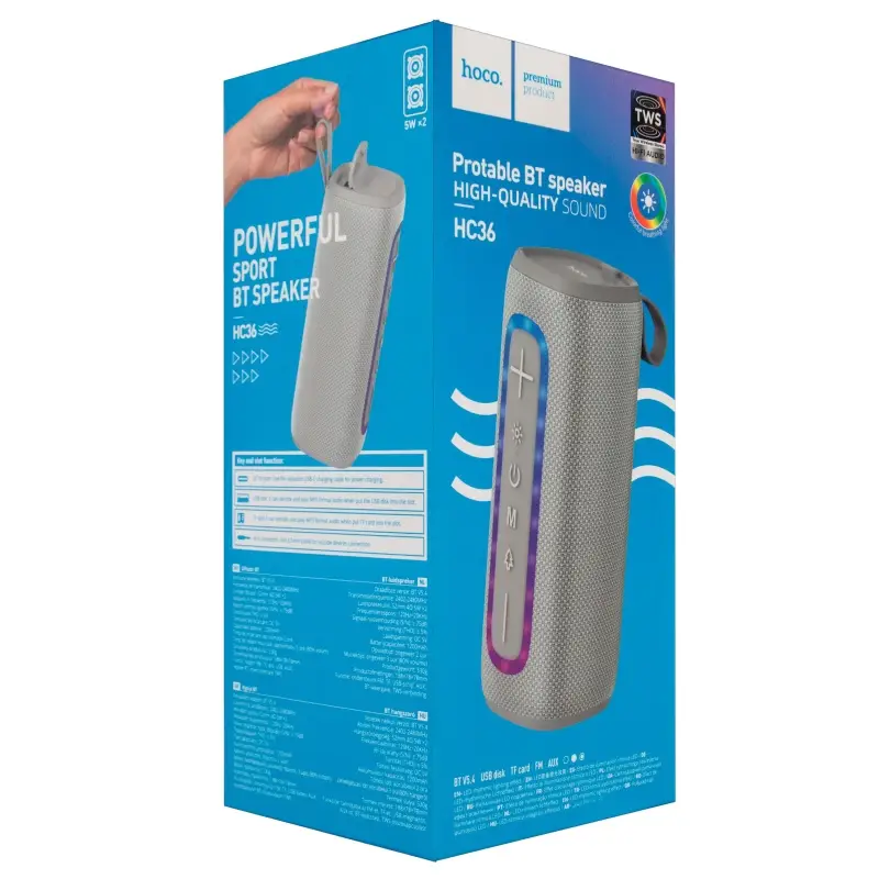 Портативная акустика Bluetooth HC36 HOCO серая