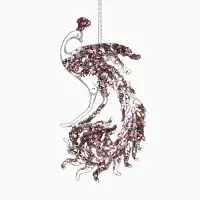 Ёлочная игрушка &laquo;Зимнее волшебство. Павлин сияние блеск&raquo; пластик, 14&times;7.5 см, прозрачно-розовый