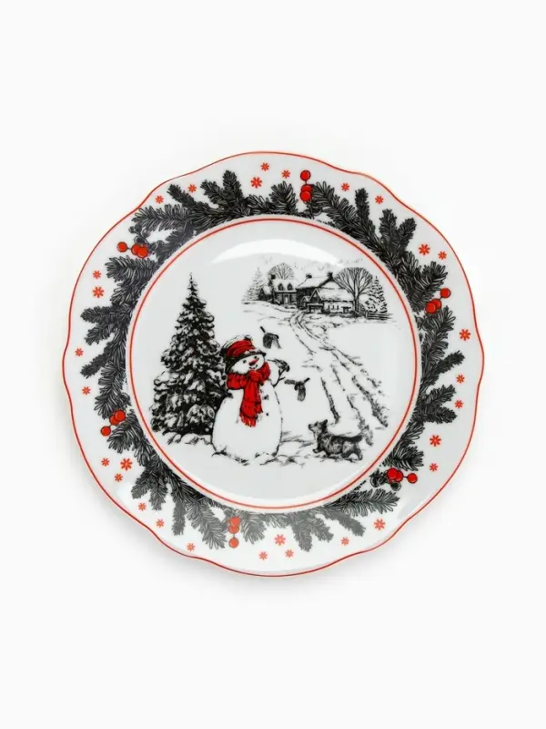 Тарелка плоская новогодняя &laquo;Снеговик&raquo;, d=19 см