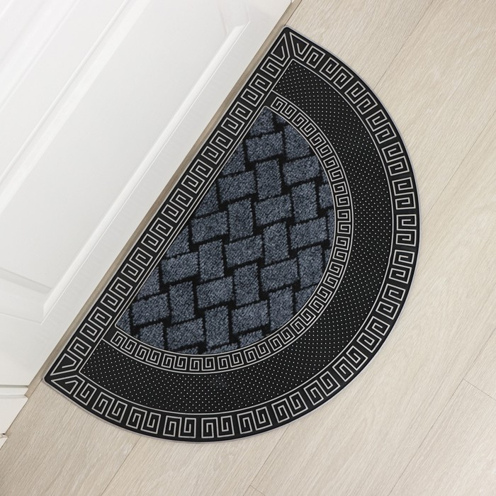 Коврик придверный полукруглый Доляна «Меандр», 45×75 см, цвет серебряный Коврик придверный полукруглый Доляна «Меандр», 45×75 см, цвет серебряный