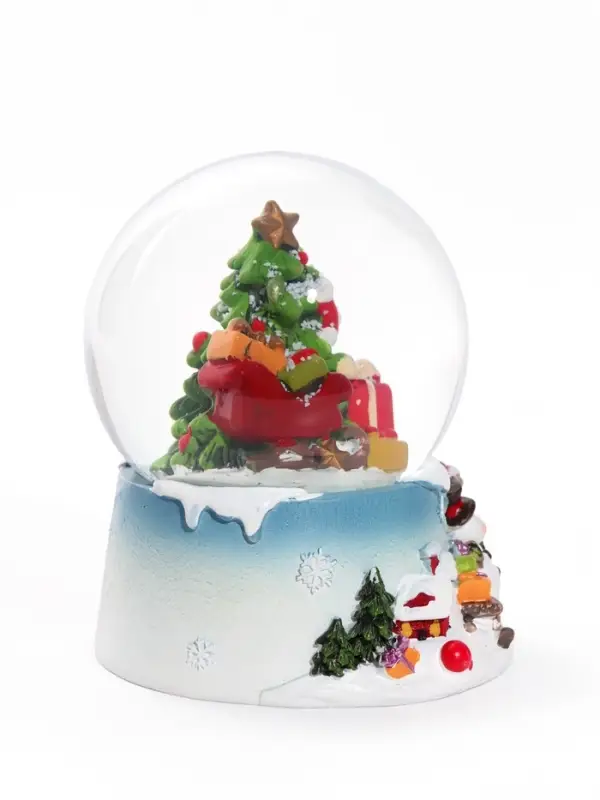 Снежный шар &laquo;Сани с подарками у ёлочки&raquo;, d=6.5 см, 6.5&times;7.5&times;9.5 см