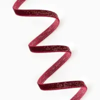 Лента бархатная, с золотым люрексом, 6 мм, 18&plusmn;1 м, бордовая №46