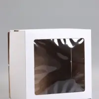 Коробка для торта, кондитерская, белая, с окном 30&times;30&times;19 см, Набор10 шт.