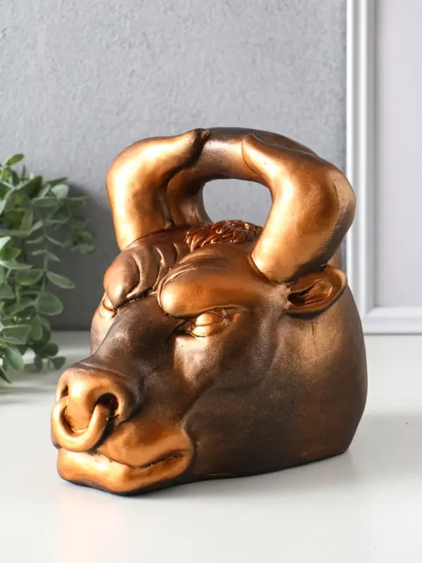 Копилка для денег &laquo;Бык гиря&raquo;, гипс, золото-бронза, 20&times;21&times;19 см