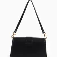 Сумка женская мессенджер TEXTURA на клапане, 26&times;8.5&times;14 см, чёрная