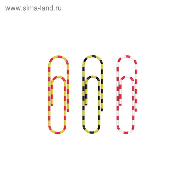 Скрепки канцелярские 33мм, 100шт, цветные с виниловым покрытием  Скрепки канцелярские 33мм, 100шт, цветные с виниловым покрытием "Зебра", Erich Krause, картонная упаковка