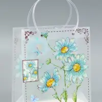 Пакет подарочный прозрачный &laquo;Ромашки-васильки&raquo;, 22&times;10&times;24 см