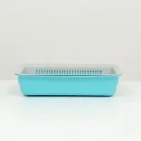 Туалет для кошек, 34.5&times;25.5&times;7.5 с, с сеткой, пластик, серый, бирюзовый