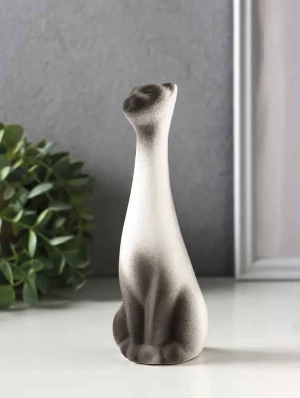 Фигурка керамика &laquo;Кот Египетский&raquo;, 15.5 см, белый с чёрным