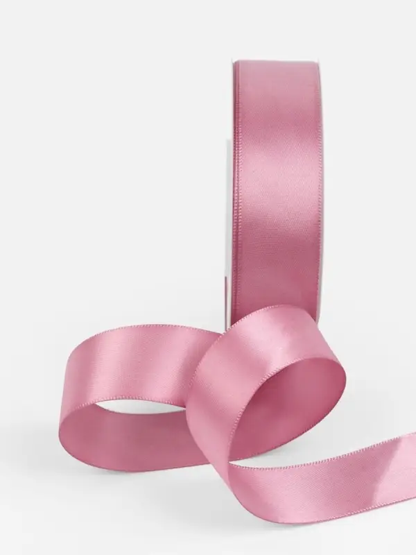 Лента атласная TEIRA, двухсторонняя, 25 мм, 25&plusmn;1 м, розовая №165