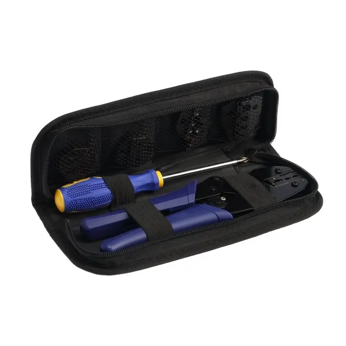 Пресс-клещи в сумке ТУНДРА, 5 матриц + отвертка, для опрессовки наконечников проводов