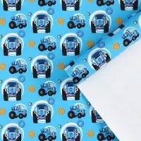 Упаковочная бумага, 70х100 см, Синий трактор Упаковочная бумага, 70х100 см, Синий трактор
