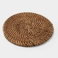 Салфетка сервировочная плетёная круглая, 15&times;15&times;0.5 см, ротанг