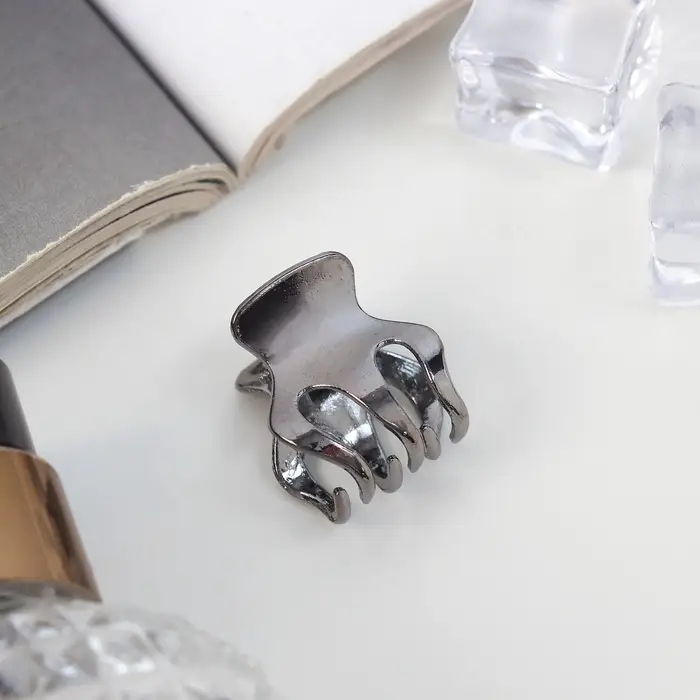 Крабик для волос «Брианна», зубья, 2 см, тёмное серебро